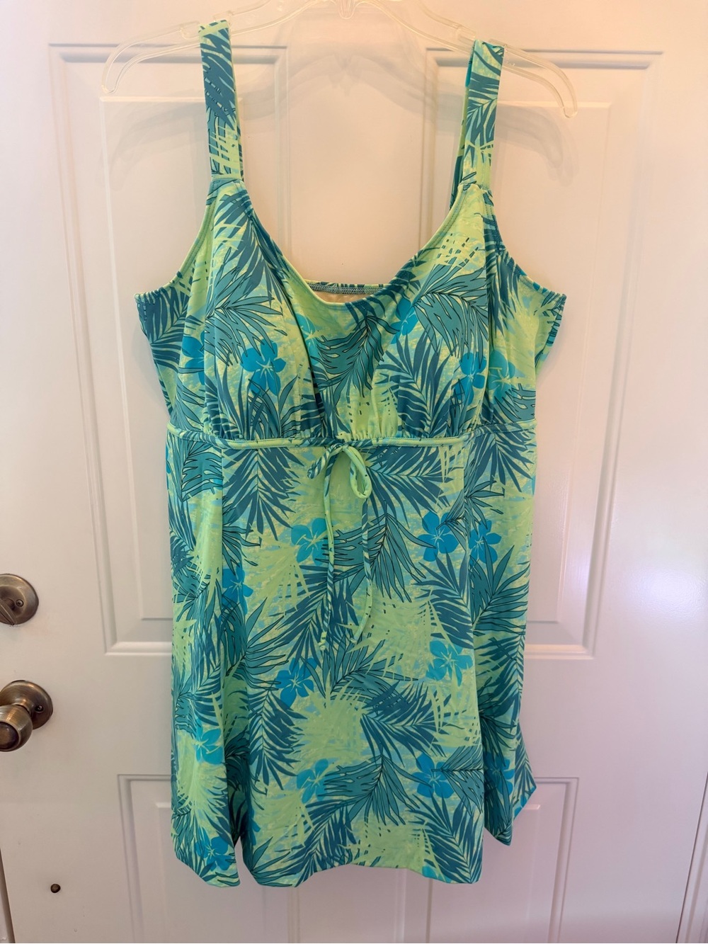 Dress Swimsuit- Green/Blue Tropical
